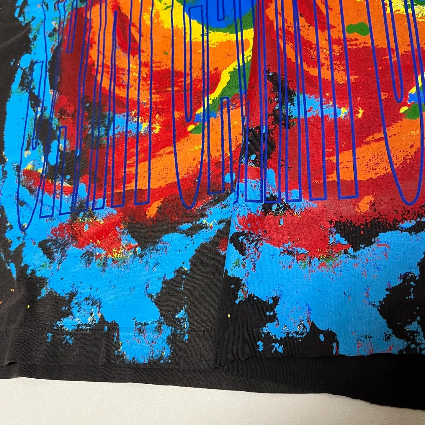 Printing proofing CACTUS PLANT FLEA MARKET x SAINT Mxxxxxx ANGRY LOVE GOD SS TEE/BLK CPFM joint weather icon/tropical storm print retro old TEE washed black S-XL